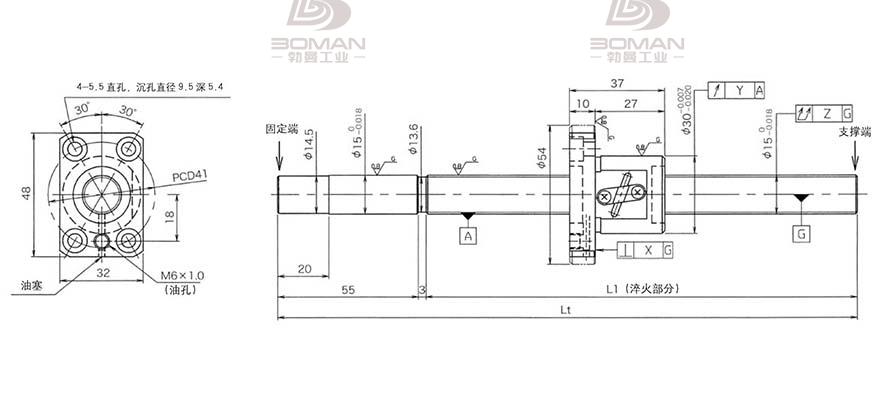 KURODA GG1502DS-BAPR-0300A 黑田丝杆替换尺寸图解