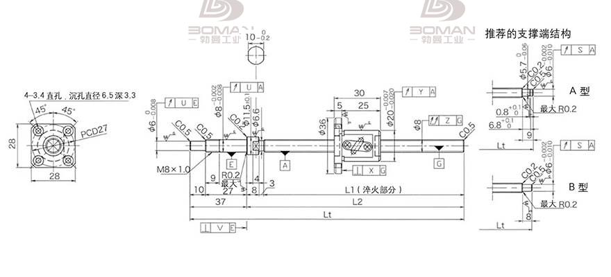 KURODA GP0802DS-AAFR-0170B-C3S 黑田精工左旋丝杠