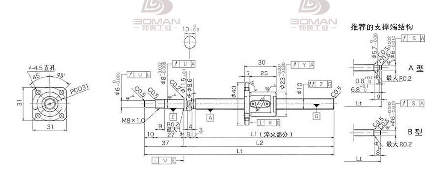 KURODA GP1002DS-EAFR-0210B-C3S 黑田精工丝杆怎么安装图解
